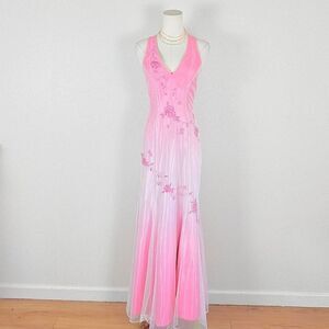 Y2K Ombré Beaded Floral Fairy Prom Dress